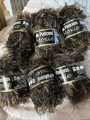 Patons Moxie Eyelash Yarn Color Dark Mink 6 Skeins 3.5 Oz New • $19.99