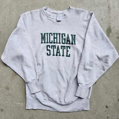 Vintage Michigan State Champion Reverse Weave Crewneck Sweatshirt MSU XL Grey • $60