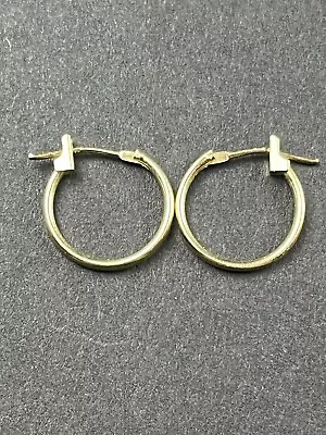 14k Gold Round Tube Hoop Earrings 25mm JTS Marked Vintage Yellow • $75