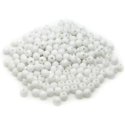 200 White Opaque Acrylic Round Beads 6mm X 5.5mm Hole 2mm P00138T • £4.29