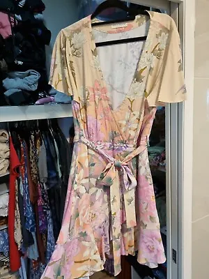 $79 • Buy Spell And The Gypsy Lily Floral Mini Wrap Dress Size XL (12/14)