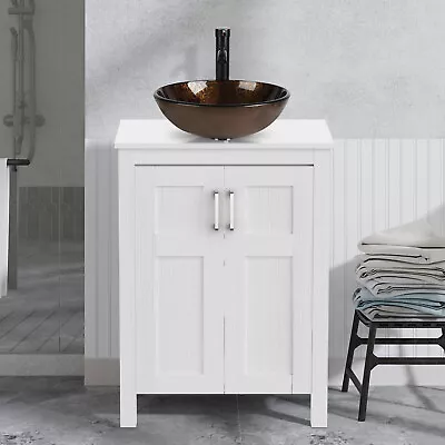 Bathroom Vanity Cabinet Vessel Sink Combo W/ Drawers Faucet Mirror Pop Up Drain • $294.49