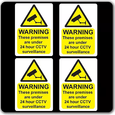 £2 • Buy Pack Of 4 CCTV 24hr Surveillance Warning Stickers Sign - Car Taxi Home Window