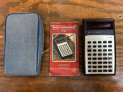 $10 • Buy Vintage Texas Instruments Electronic Side Rule Calculator TI-30 W/ Manual & Case
