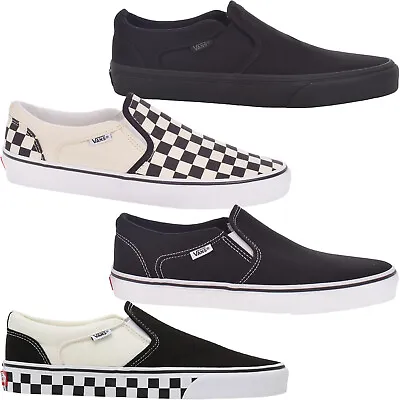 Vans Mens Asher Canvas Casual Slip On Plimsolls Trainers Shoes • $97.85