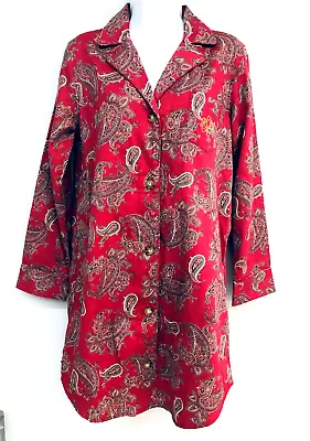 Ralph Lauren Sleepwear Robe Night Gown Pajama Paisley Red Monogram Cotton Size S • $15.33