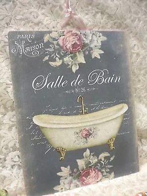 Shabby Chic / Vintage / French Bathroom Sign Salle De Bain Hanging Plaque 8 X10  • $10.50