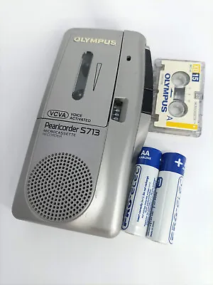 Olympus Pearlcorder S713 MicroCassette Voice Recorder Handheld Dictaphone SILVER • £69.99