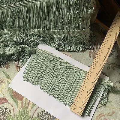 Quality 10cm Silky Chainette Lampshade Fringe LIGHT MINT GREEN 1m • £4.50