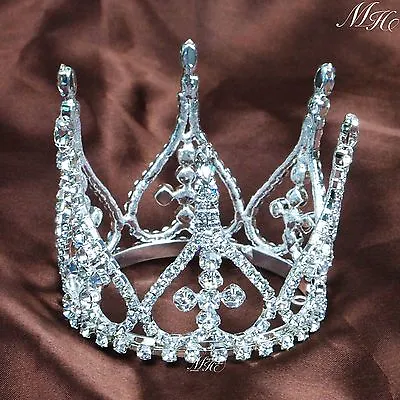 Mini Round Bridal Crowns Wedding Tiaras Rhinestones Crystal Prom Party Costumes • $18.49