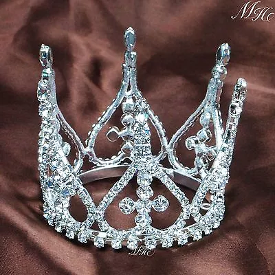 Mini Round Bridal Wedding Tiara Crown Rhinestones Crystal Prom Party Costumes • $15.59