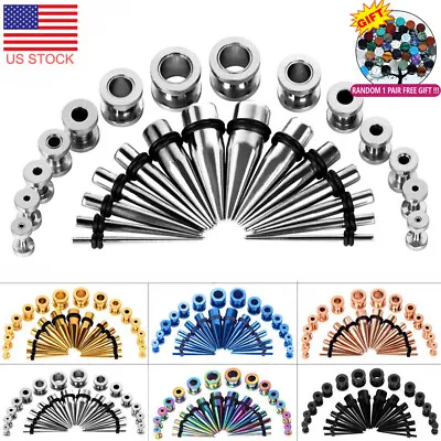 $11.59 • Buy 28PCS Ear Stretching Gauges Set Tapers Tunnels Plugs Kit 12G-00G Stainless Steel