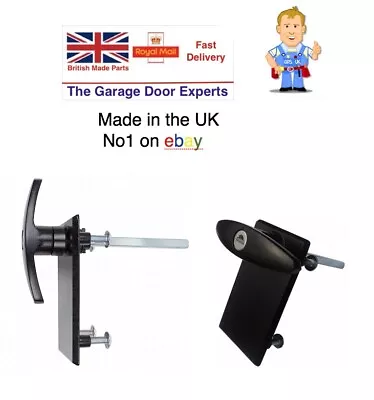 Garador Garage Door Lock Handle Black T Bar Locking Faceplate Keys Spares Parts • £15.95