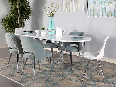 NEW SPECIAL - Modern 7pcs White Oval Dining Room Table Chairs Set Furniture IC70 • $1346.78