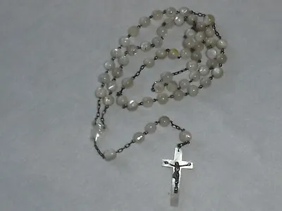 Vintage Genuine Mother Of Pearl Round Prayer Beads Handmade Rosary • $29.99