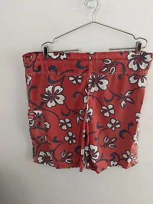 Vintage Quiksilver Shorts Mens Large Red Nylon 90s Floral Flower Adults • $25