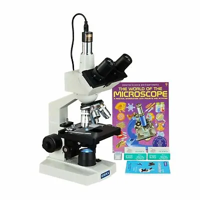 OMAX 40X-2500X LED Trinocular Lab Microscope+5MP Camera+Slides+Book+Lens Paper • $387.99