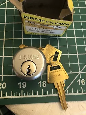 US Lock Mortise Cylinder New 2 Keys Brass 26d Lockwood L1 Keyway 1 1/4” Lock • $10