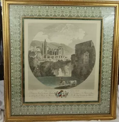 “Vue Du Temple De La Sibile Tivoli” Painted By Phillippe Hackert + Engraved • $400