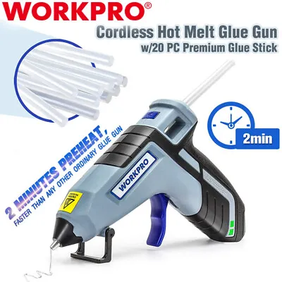 WORKPRO Cordless Mini Hot Glue Gun Fast Preheating Glue Gun Kit W/20 PCS Sticks • $28.99