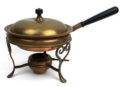 VTG  1800's Antique S.Sternau & Co. Copper Brass Chaffing Dish W/ Burner SS& CO  • $36