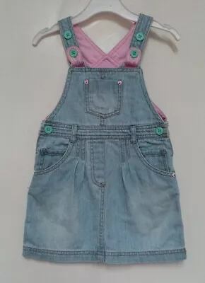 Baby Girl Marks & Spencer Blue Light Wash Denim Pinafore Dress Age 12-18 Months  • £5.25