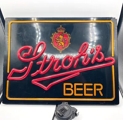 Stroh's Beer Vintage Faux Neon Lighted Sign 16  X 20” Read Description • $30