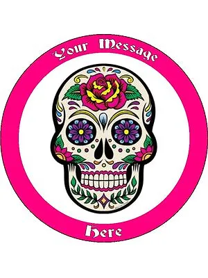 Personalised Sugar Skull (A) 7.5  Edible Wafer Paper Cake Topper  • £3.49