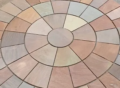 Autumn Brown Natural Indian Sandstone Patio Paving Circle | 2.4m Diameter • £2.50