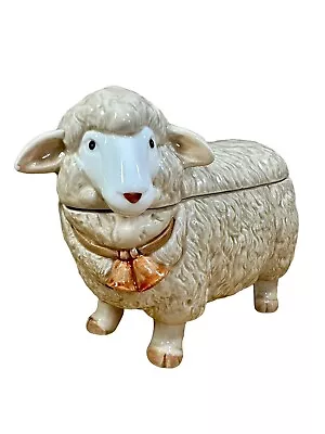 Vintage Otagiri Figural Sheep Ceramic Lidded Canister 1984 Jar Candy Dish 5.5  • $25