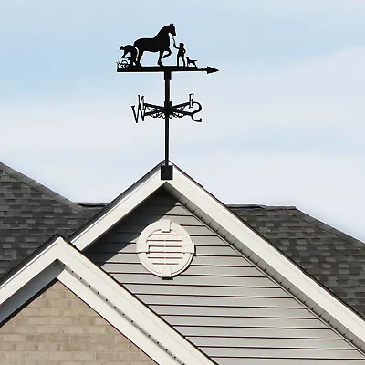 Weather Vane Metal Horse Wind Direction Decorative Farmer And Horse SunOS • £19.49