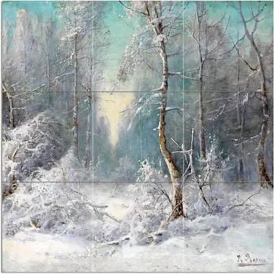 Winter Forest K. Rosen Accent Tile Mural Kitchen Wall Backsplash Marble Ceramic • $150.91