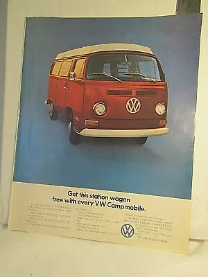 1971 VW Camper Volkswagen Campmobile Color Photo Vintage Print Ad 13x10  Vg • $4.49