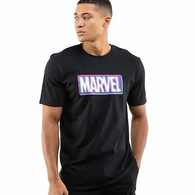 Official Marvel Mens  Glitch Logo T-shirt Black  S - XXL • £13.99