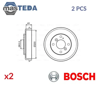 £125.99 • Buy 0 986 477 240 Brake Drum Pair Set Rear Bosch 2pcs New Oe Replacement