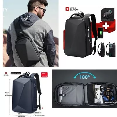 Swiss Military Backpack Busines Bag Travel Anti-Theft Waterproof Fit Laptop USB  • £33.27