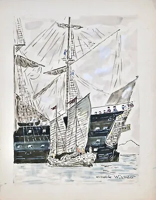 Armel De Wismes - Painting Original - Watercolour - Galleon IN Approach • £328.68