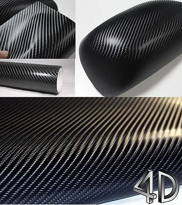 12*60  Premium Glossy 4D Gloss Car Carbon Fiber Vinyl Wrap Sticker Film Roll MN • $15.58