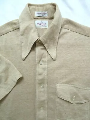 VTG 70s Donegal Swinger Stretch Knit Button Front Shirt Disco Big Collar Mens S  • $1.99