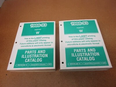 $49 • Buy 1988-1993 Pontiac Grand Prix W Illustrated Parts Book Catalog Manual ORIGINAL
