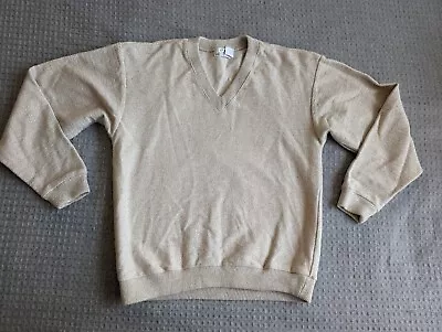 Vintage Columbia Knit Sweater Adult Small Beige V-Neck Pullover Oregon USA • $26.99