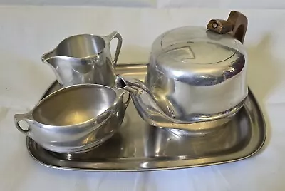 Vintage Picquot Ware Tea Set. Tea Pot Milk Jug Sugar Bowl + Old Hall Tray • £10