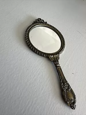 Antique Small Hand Painted Brass Openwork Engraved Mirror • $20