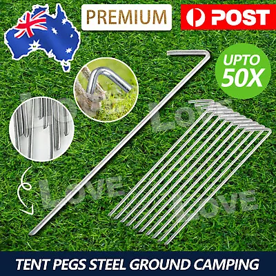 $8.95 • Buy 10Pcs Tent Pegs Heavy Duty Galvanised Steel Ground Camping Stakes Outdoor Nail