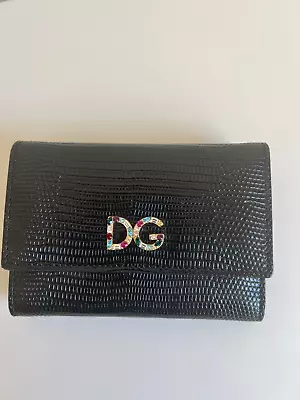 ** Authentic Ladies D&g Crystal Logo Black Leather Purse/wallet - Pre Owned ** • £195