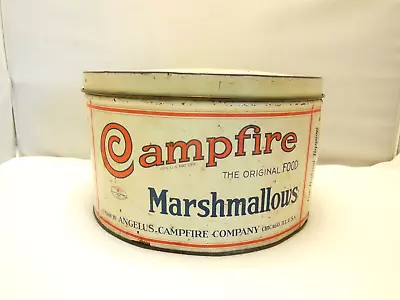 Vintage Campfire Marshmallows 5lb Store Tin Angelus Co. Chicago Illinois Ill. • $120