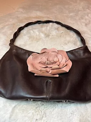 Paolo Masi Dark Brown Handbag With Large  Soft Pink Buttery Soft Leather Rose • $36