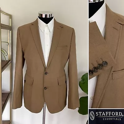 Stafford Mens Two Button Blazer Brown Safari Sport Coat Jacket Size 42R • $59.47