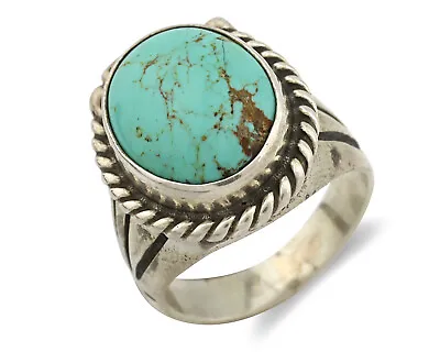 Navajo Ring .925 Silver Mine #8 Turquoise Native American Artist C.80's • $179