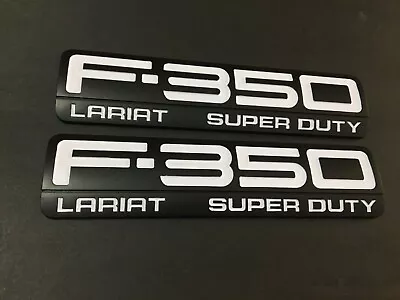 2PCS F-350 F350 Lariat Super Duty Logo Side Fender Emblem Nameplate White Black • $30.59